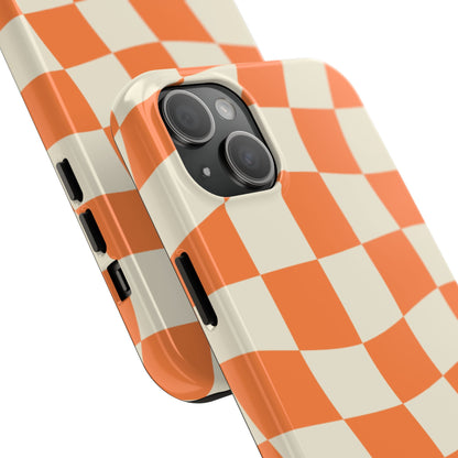 Wavy Retro Checkerboard iPhone Case – Shockproof, Matte Finish, Dual-Layer Protection