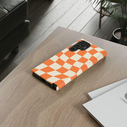 Wavy Retro Checkerboard Samsung Galaxy Case – Shockproof, Matte Finish, Dual-Layer Protection