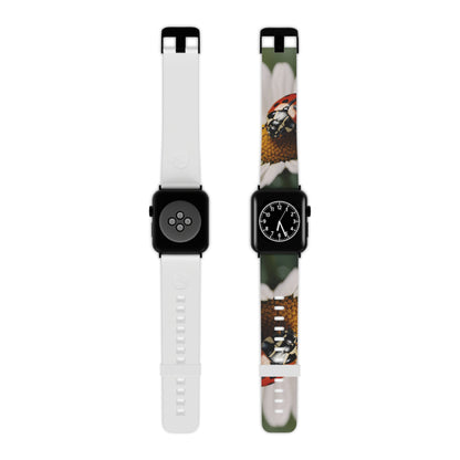 Ladybug on White Daisy Apple Watch Band