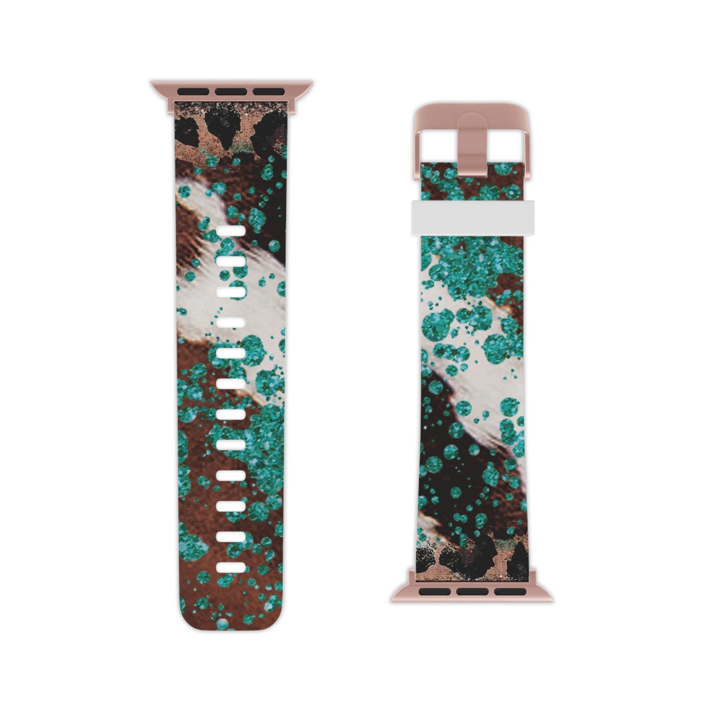 Teal Glitter Cowhide Apple Watch Band