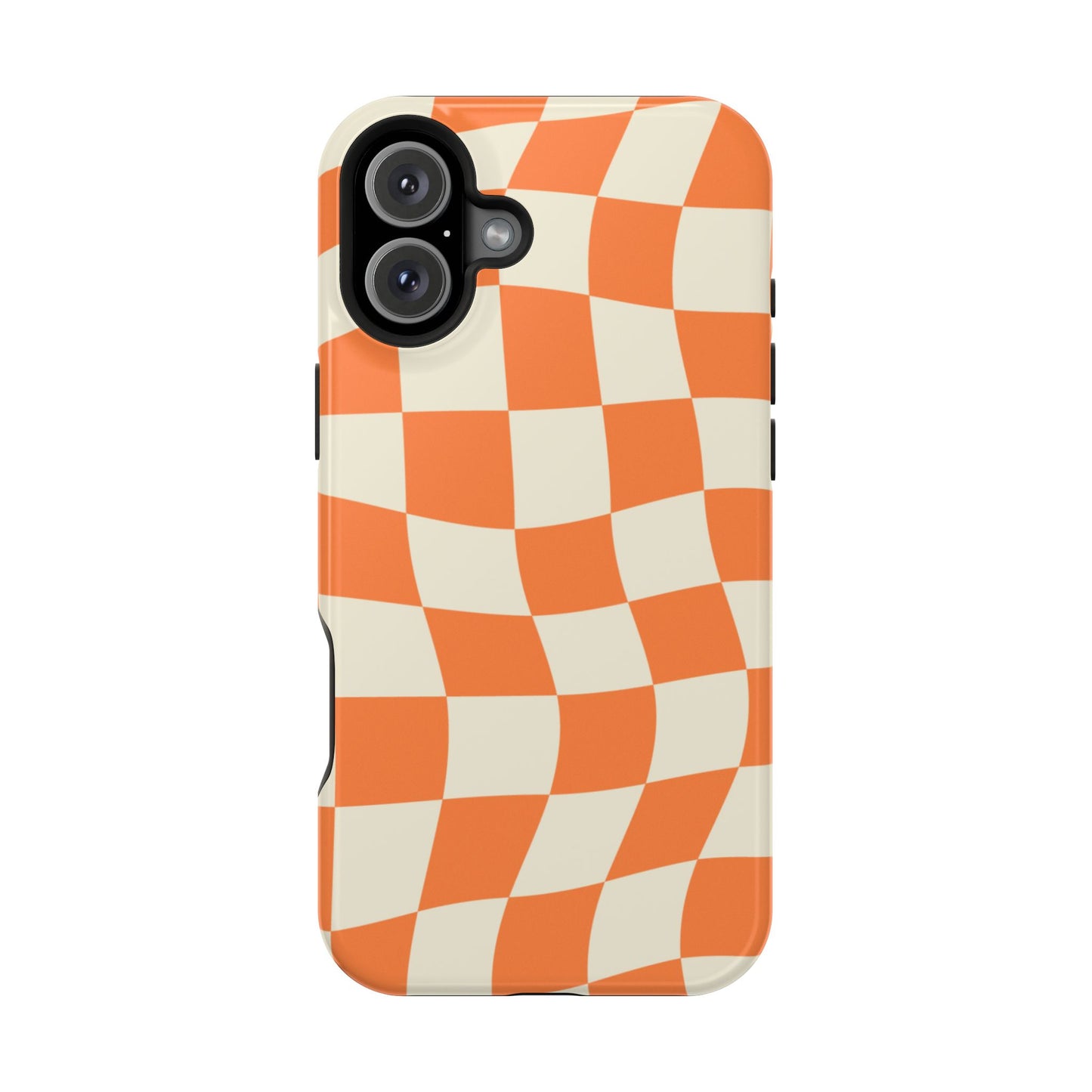 Wavy Retro Checkerboard MagSafe iPhone Case – Shockproof, Matte Finish, Dual-Layer Protection