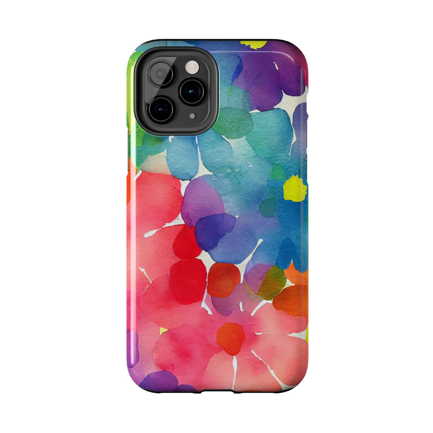 Rainbow Bloom Watercolor iPhone Case – Slim Design, Glossy Finish