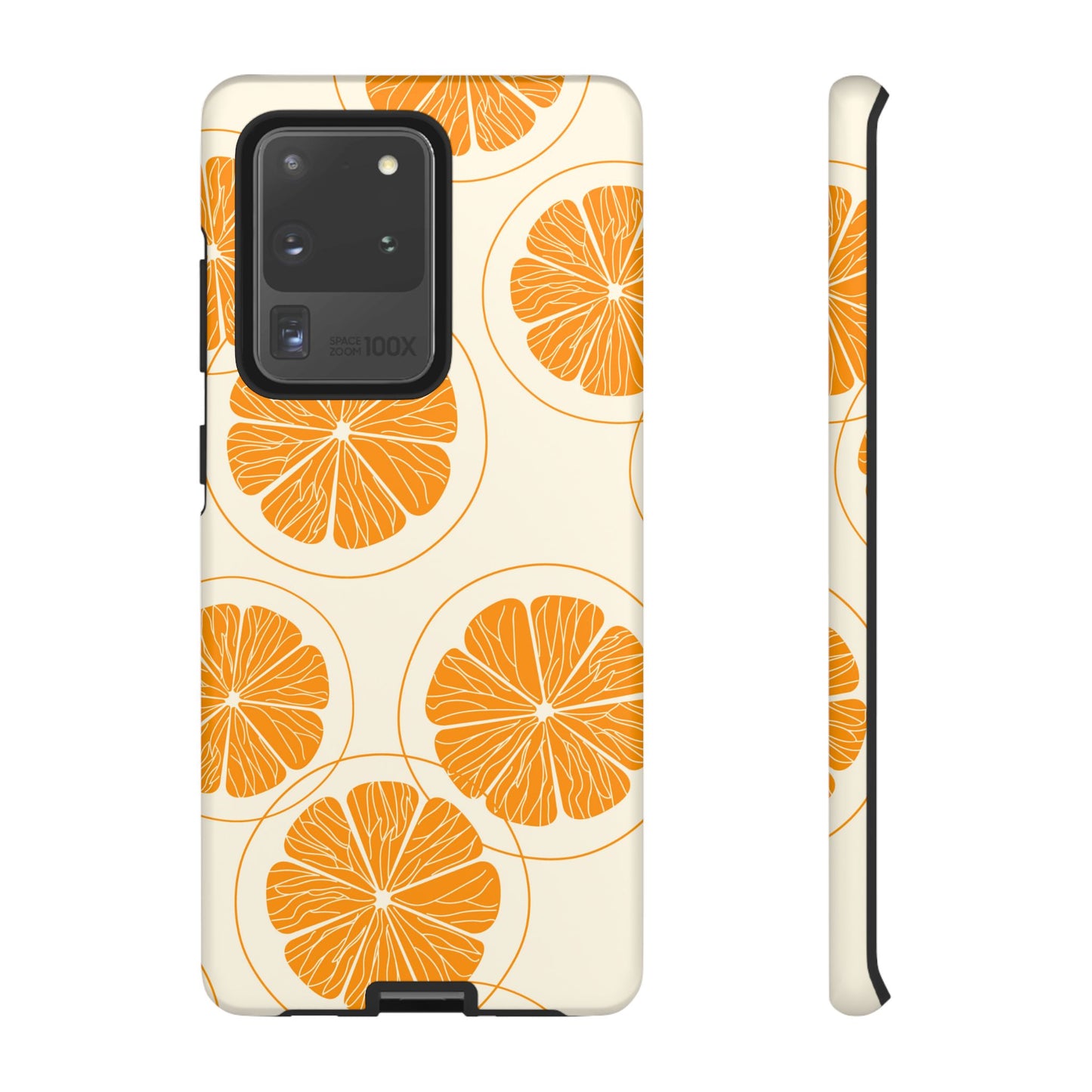 Citrus Burst Pattern Tough Samsung Galaxy  Case – Bold Orange Design, Shockproof Protection