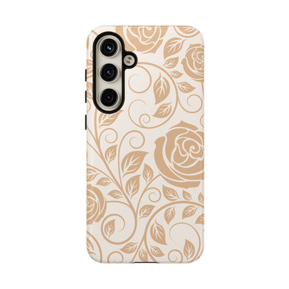 Vintage Rose Vine Tough Samsung Galaxy Case – Elegant Floral Pattern with Dual-Layer Protection