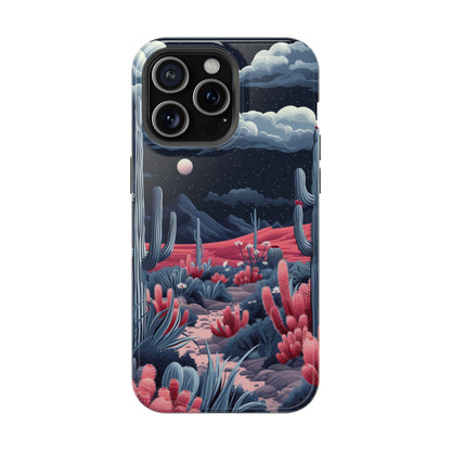 Moonlit Saguaro MagSafe Case – Enigmatic Desert Night for iPhone 15, 14, and 13 Series - BOGO Cases