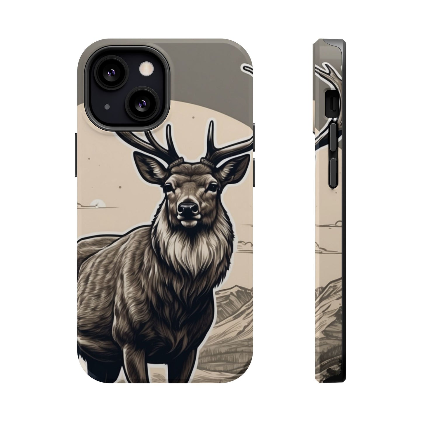 Monochrome Majesty – Regal Stag MagSafe iPhone Cases