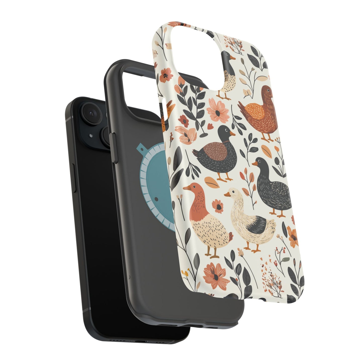 MagSafe iPhone Case: Vintage Duck – Floral & Leaf Design