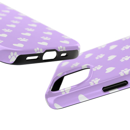 Lilac Paw Prints & Hearts – iPhone Case