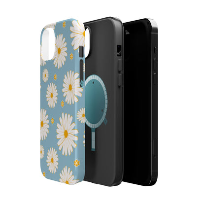 Bright Daisy MagSafe iPhone Case – Light Blue Background, Shockproof and Slim Design