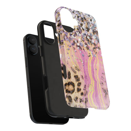 Crystal Glam Leopard - iPhone Series Case with Glitter and Gem Accents