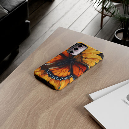 Monarch Butterfly & Sunflower Art – iPhone Case