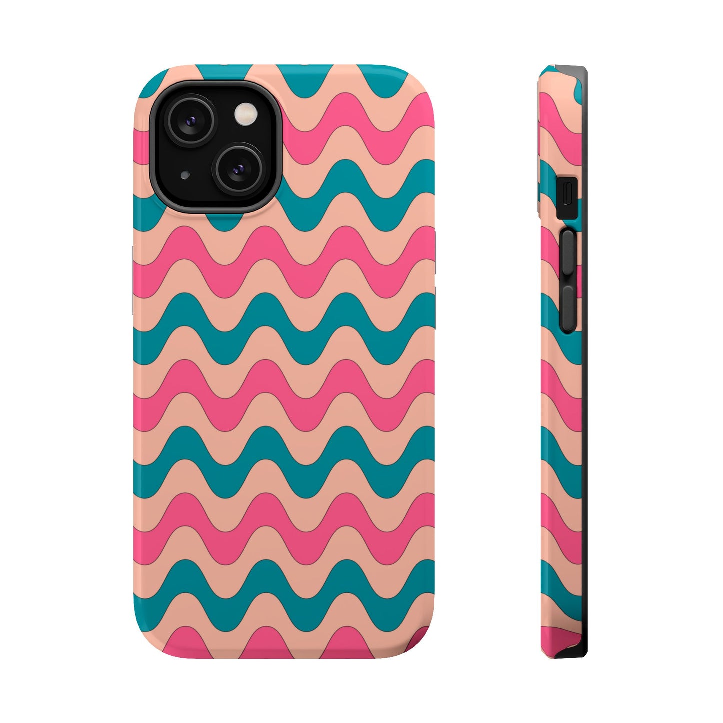 Retro Waves Pattern MagSafe iPhone Case – Shockproof Design with Dual-Layer Protection