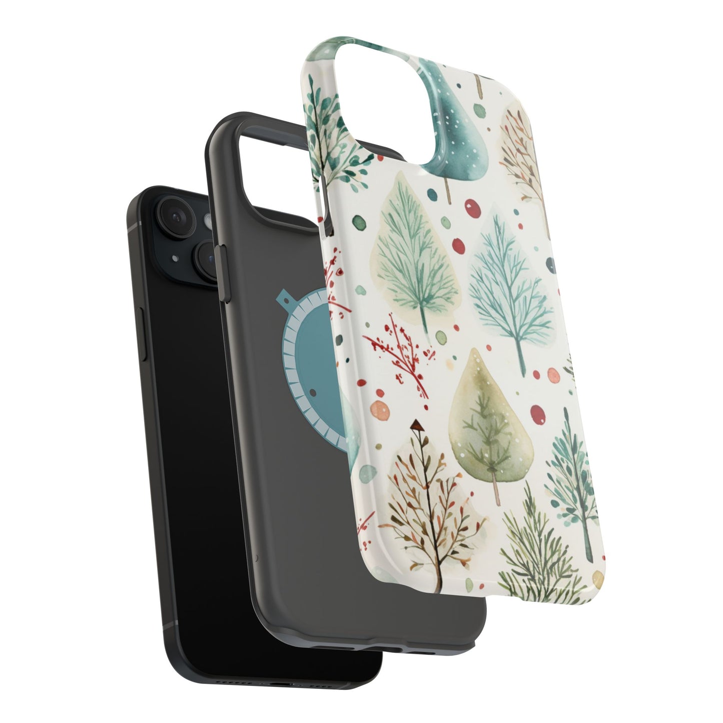 Watercolor Winter Trees MagSafe iPhone Case – Nature-Inspired, Holiday Theme Protective Cover