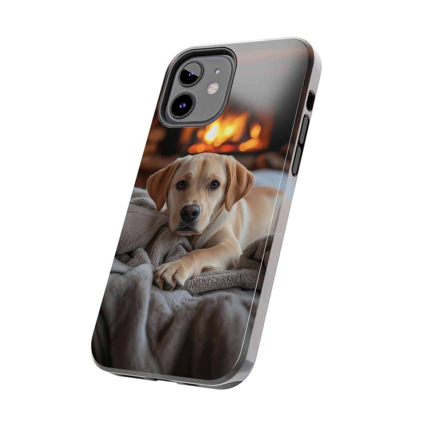 Cozy Golden Retriever by the Fireplace - iPhone Series Case