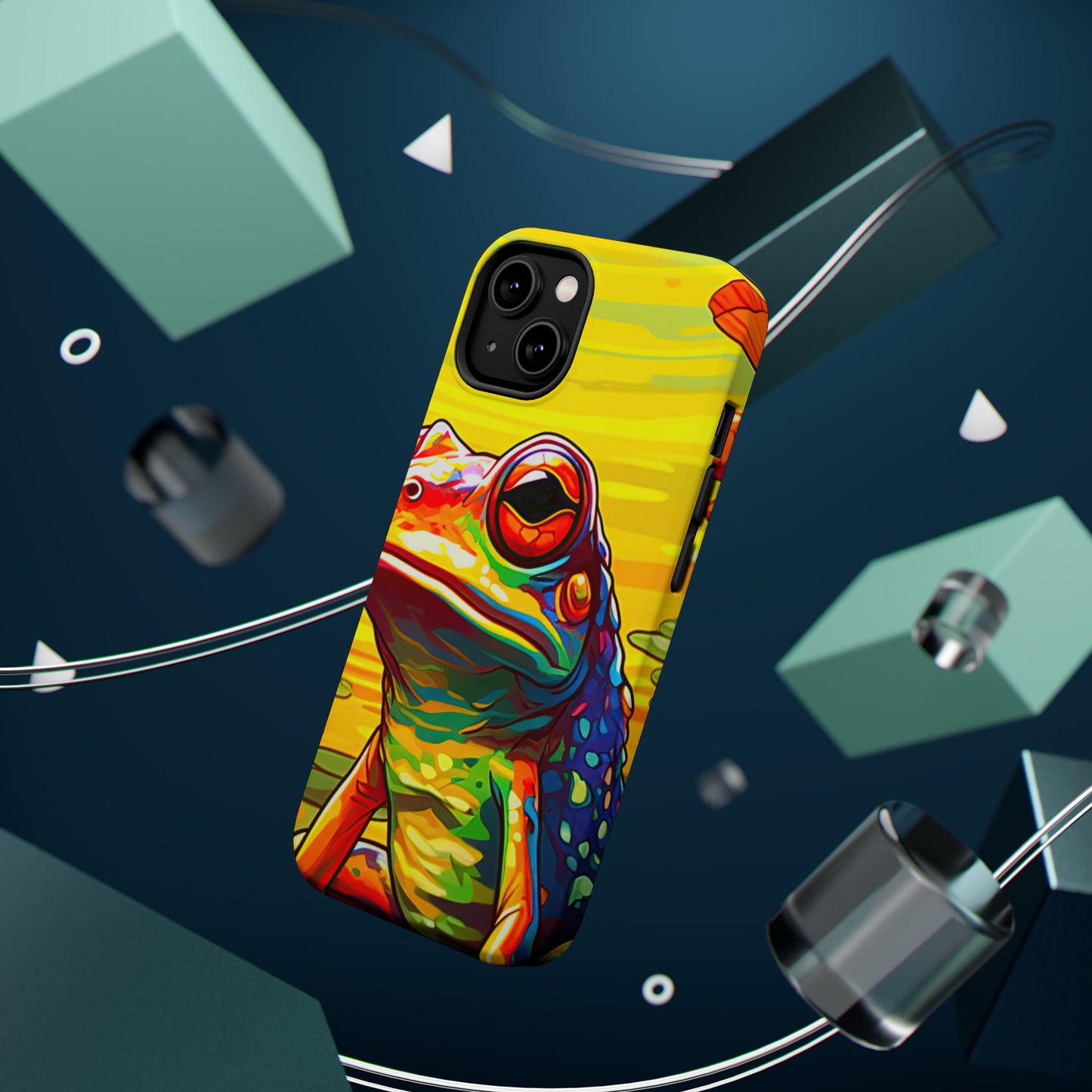 Vibrant Rainbow Frog Design – MagSafe iPhone Case