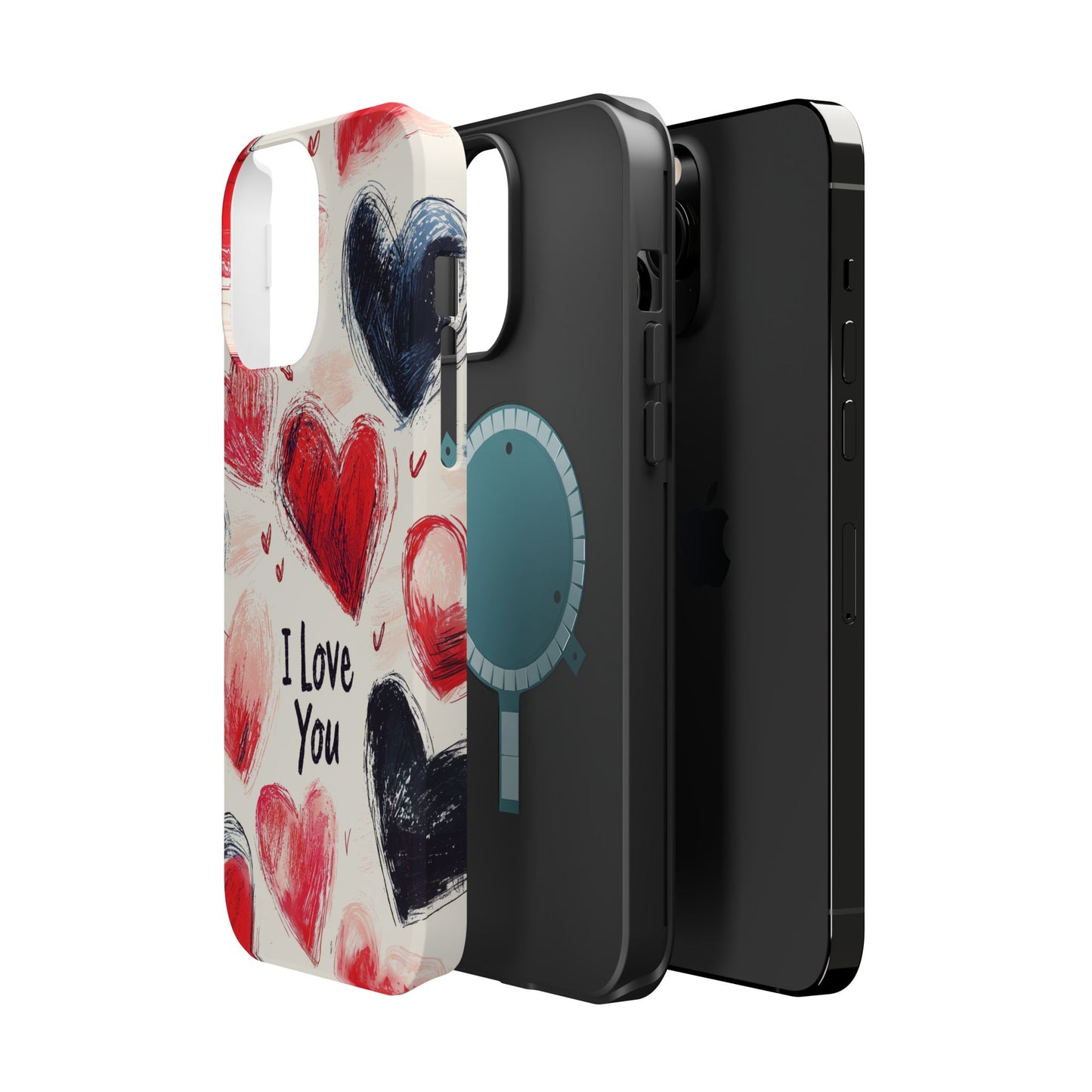Brushstroke Hearts of Love "I Love You" - MagSafe Compatible Case