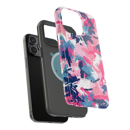 Vibrant Pink & Navy Abstract Splash – MagSafe iPhone Case