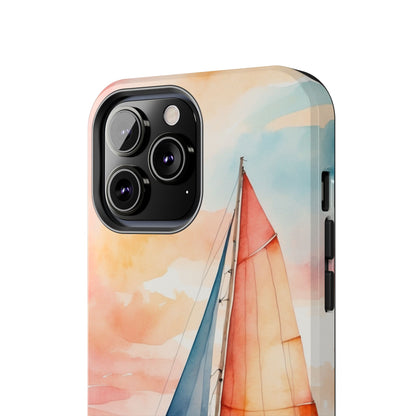 Sunset Sail iPhone Case – Watercolor Sailboat and Sky Design - BOGO Cases