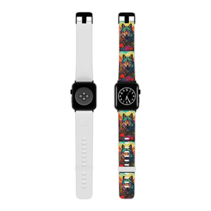 Rainbow Wolf in Bloom Apple Watch Band