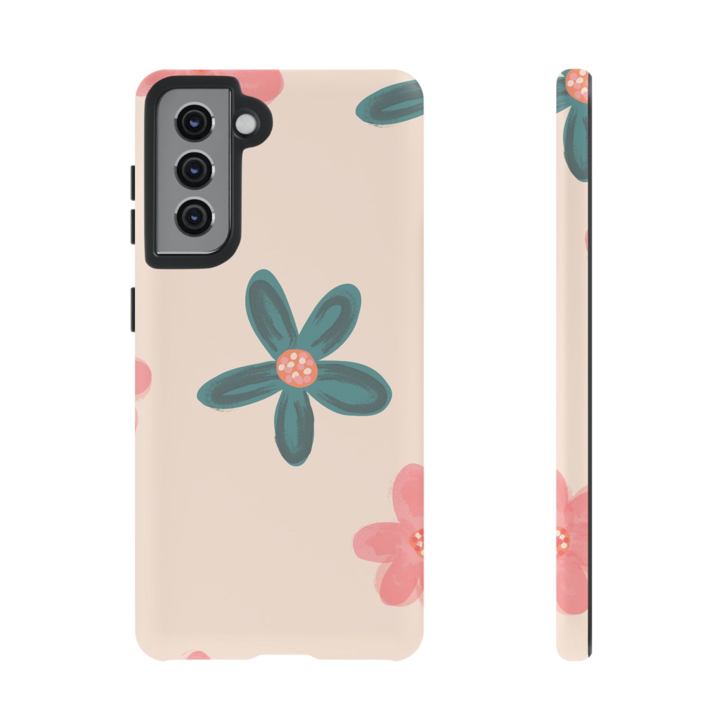 Vintage Floral Tough Samsung Galaxy Case – Soft Matte Finish with Dual-Layer Protection