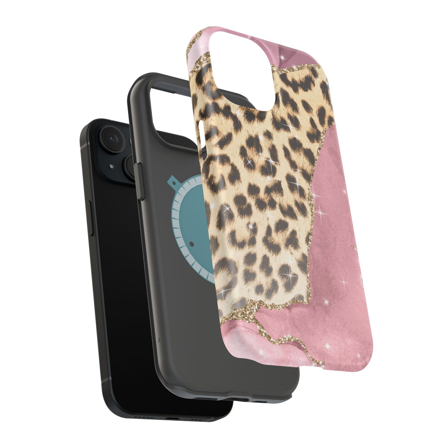 Pink Glam Leopard - MagSafe iPhone Series Case with Glitter Accents