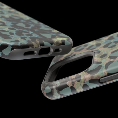 Moody Watercolor Leopard Print Tough MagSafe iPhone Case – Earthy Abstract Pattern with Dual-Layer Protection