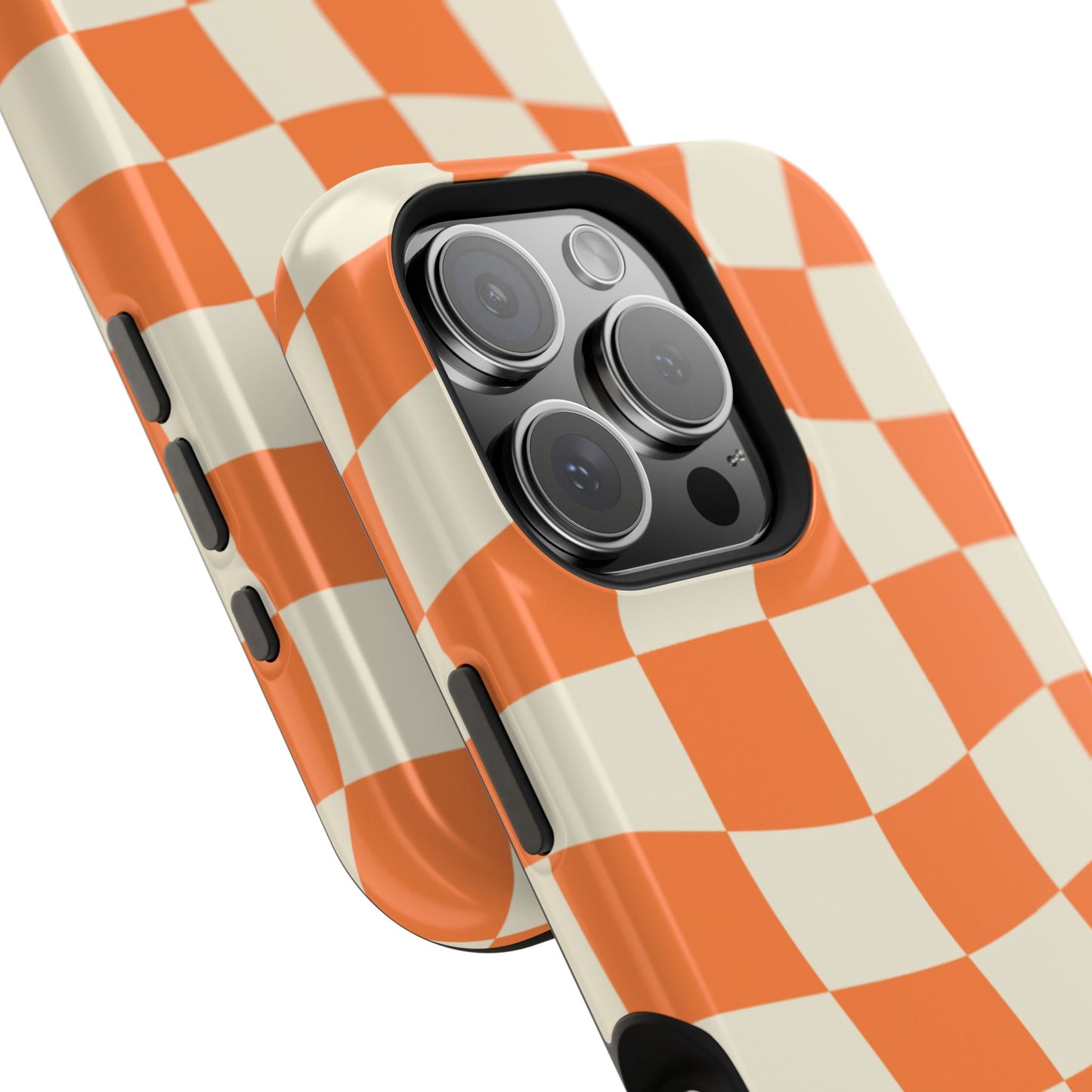 Wavy Retro Checkerboard MagSafe iPhone Case – Shockproof, Matte Finish, Dual-Layer Protection