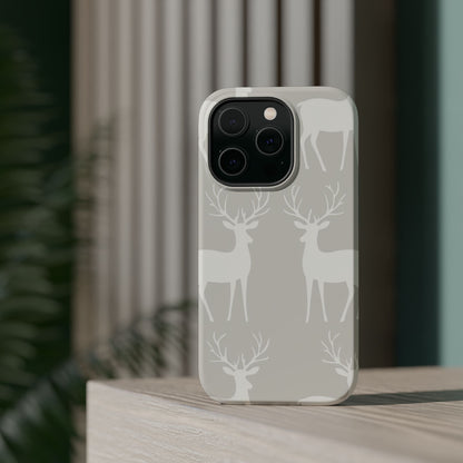 Elegant White Reindeer Pattern – MagSafe iPhone Series Case