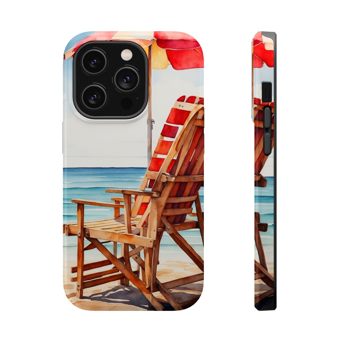 Beach Bliss MagSafe iPhone Series Case – Relaxing Seaside Chair and Umbrella Design