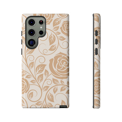 Vintage Rose Vine Tough Samsung Galaxy Case – Elegant Floral Pattern with Dual-Layer Protection