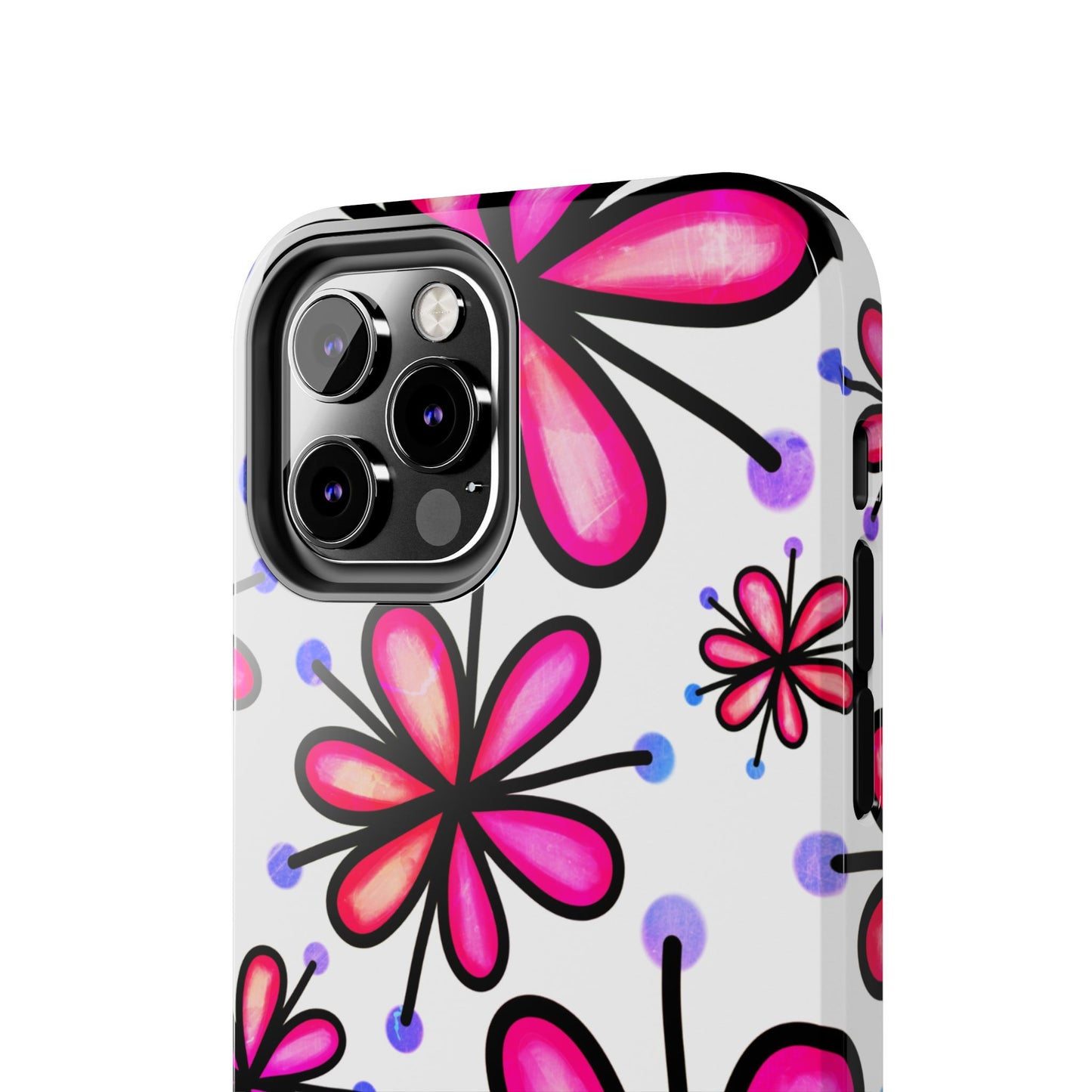 Pink Retro Bloom iPhone Case – Ultra-Slim Design, Glossy Finish