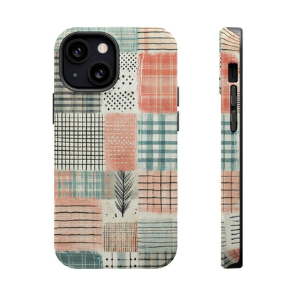 Rustic Patchwork MagSafe iPhone Case | Farmhouse Style & Shockproof