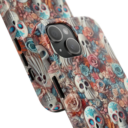 Day of the Dead Floral Skull iPhone Case - Colorful Protective Cover - Halloween Spooky Autumn Case