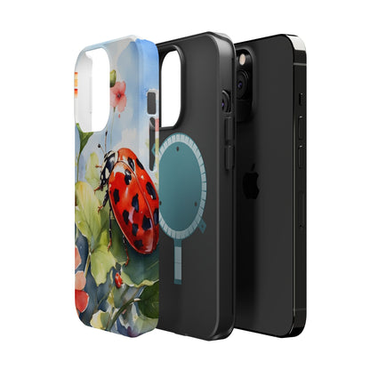 Watercolor Ladybug & Poppy Fields - MagSafe iPhone Case