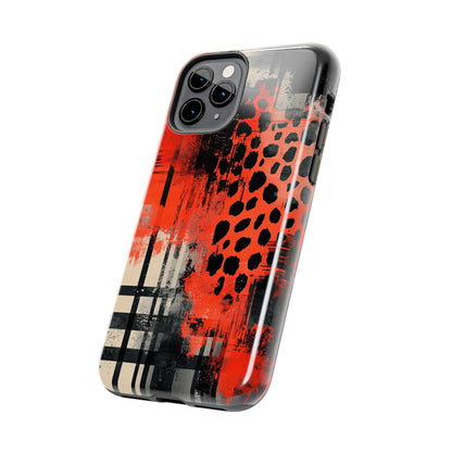 Cheetah Plaid iPhone Case – Red & Black Pattern