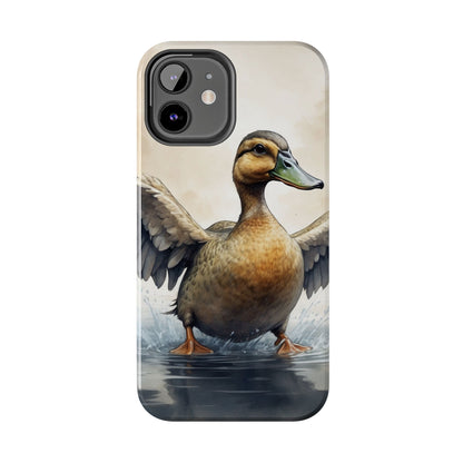 Graceful Duck in Watercolor Scene - iPhone Case