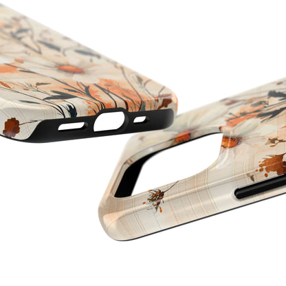 Pastel Orange Floral iPhone Case - Elegant Plaid Protective Cover