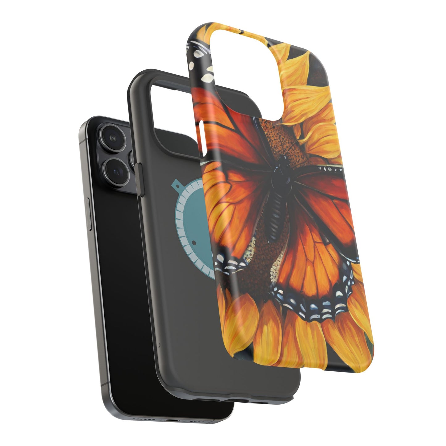 Monarch Butterfly & Sunflower Art – MagSafe iPhone Case