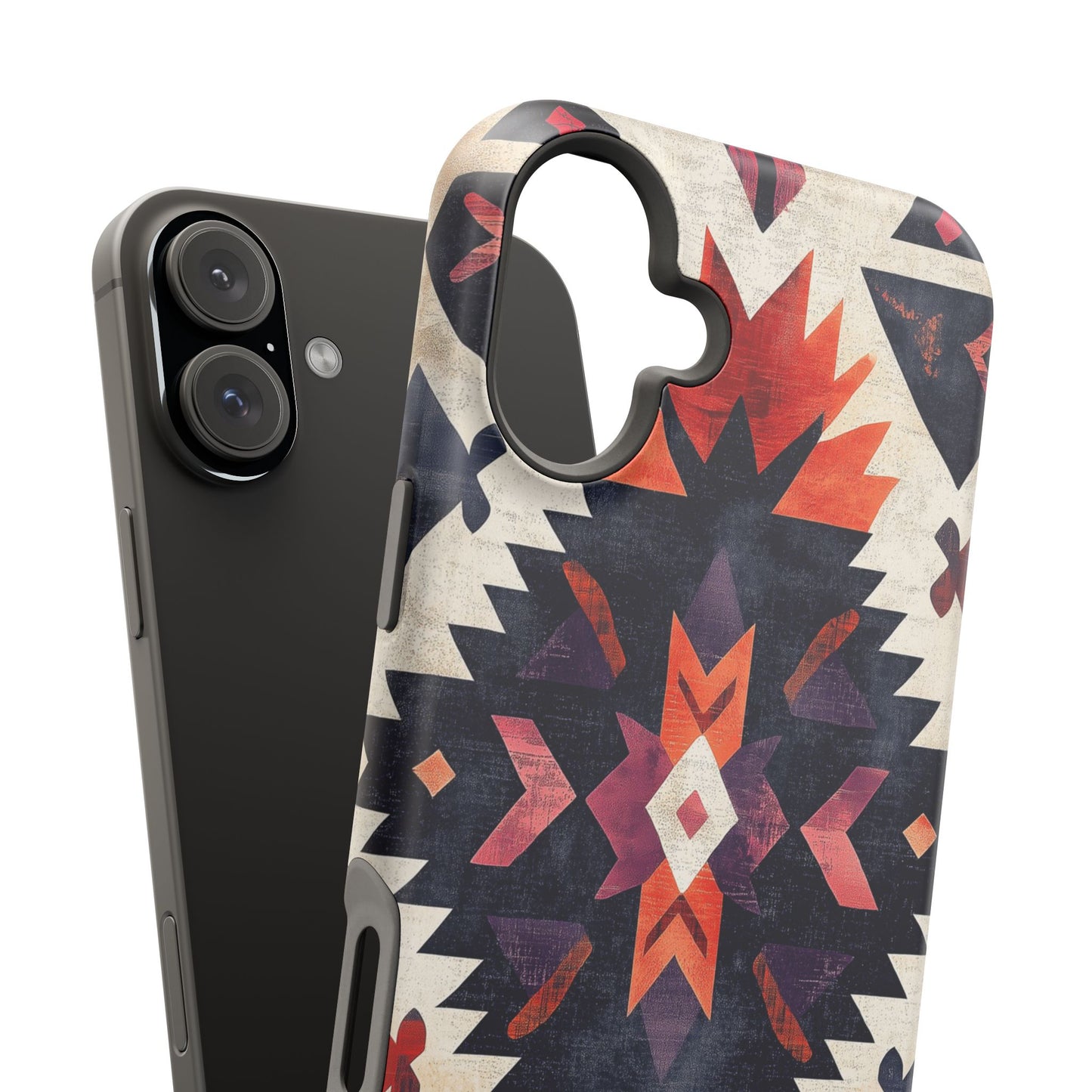 Boho Tribal Starburst Tough MagSafe iPhone Case – Vibrant Geometric Design, Dual-Layer Protection