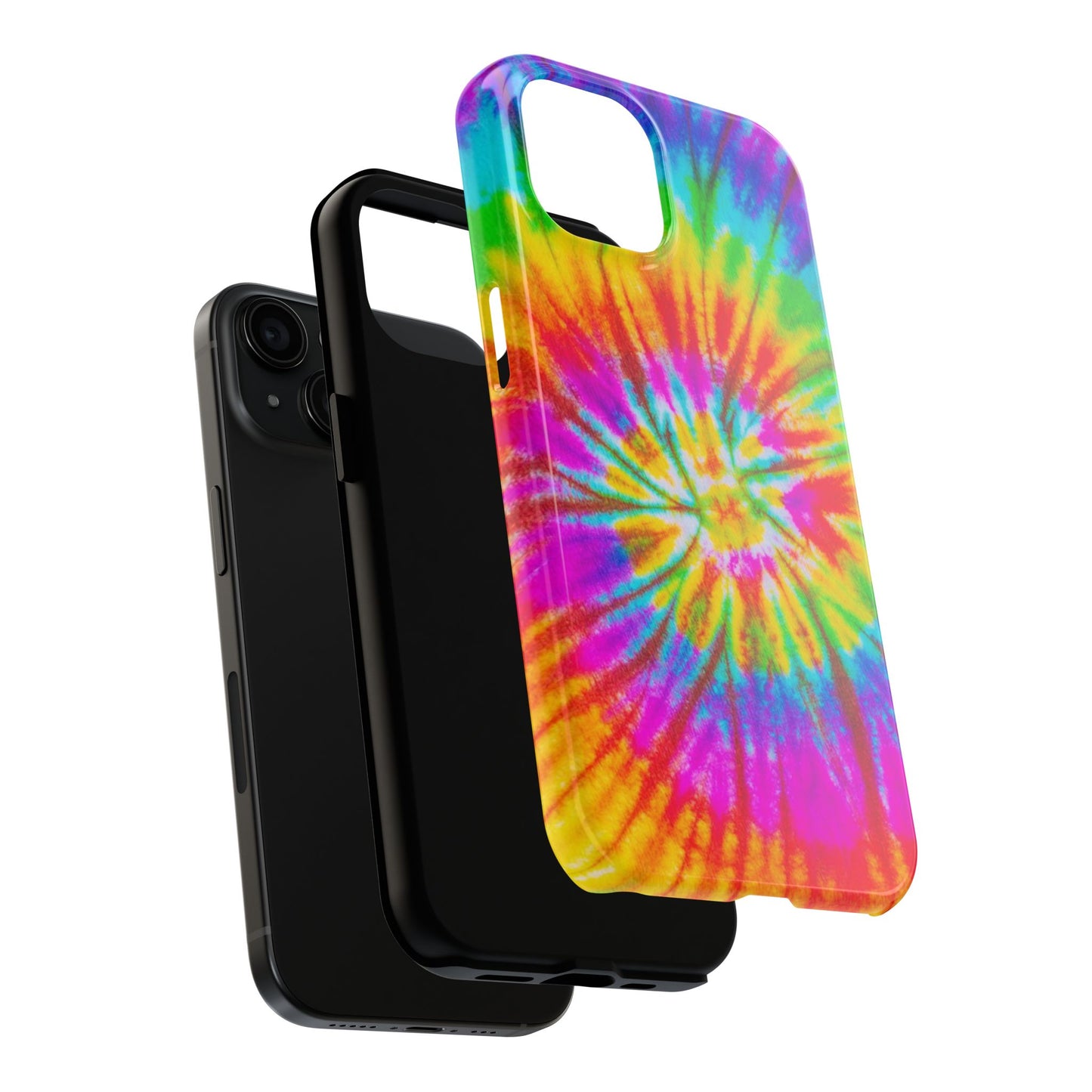 Rainbow Spiral Tie-Dye iPhone Case – Bright & Retro Design