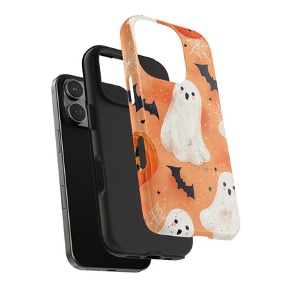 Spooky Cute Ghost iPhone Case – Halloween Ghosts, Pumpkins, Bats & Cobwebs Design