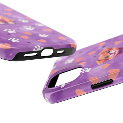 Cute Puppy iPhone Case - Adorable Pet Design with Hearts & Paw Prints, Protective Cover