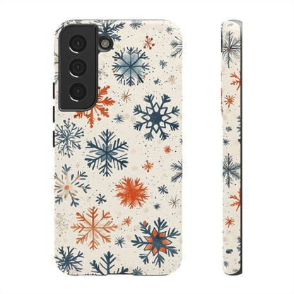 Rustic Orange and Blue Snowflake Pattern – Samsung Galaxy Series Case