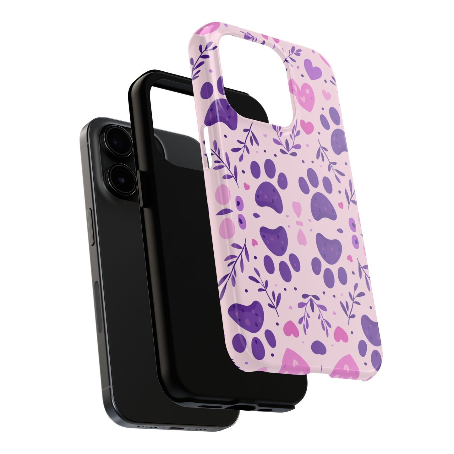 Pastel Paw Print iPhone Case - Cute Pet-Themed Floral Protective Cover