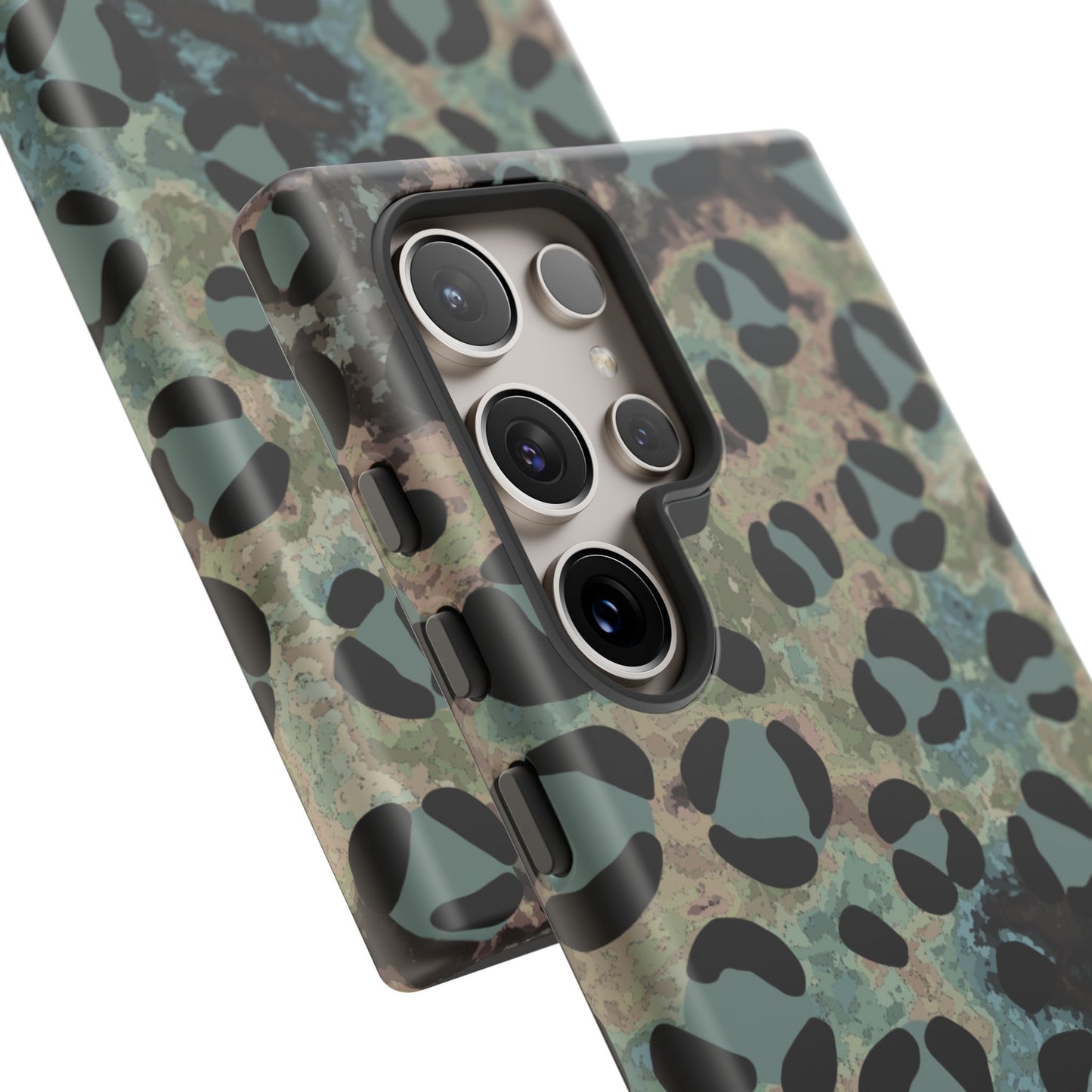 Moody Watercolor Leopard Print Tough Samsung Galaxy Case – Earthy Abstract Pattern with Dual-Layer Protection