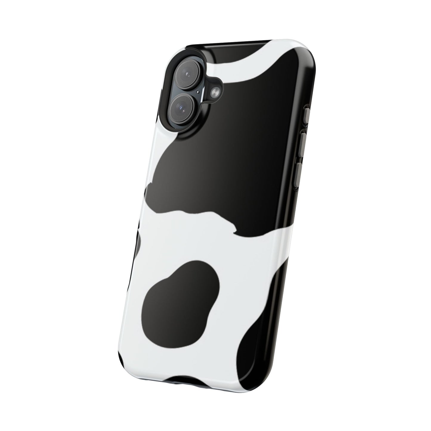 Bold Black and White Cow Print Tough MagSafe iPhone Case – Modern Animal Pattern with Dual-Layer Protection