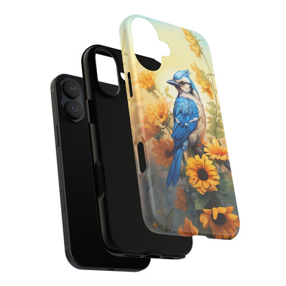 Blue Jay & Sunflowers Phone Case - Perfect Gift for Bird Lovers! - BOGO Cases