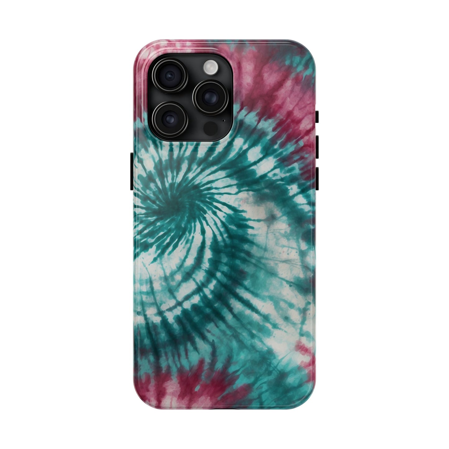 Pink and Teal Tie-Dye iPhone Case – Retro Spiral Design