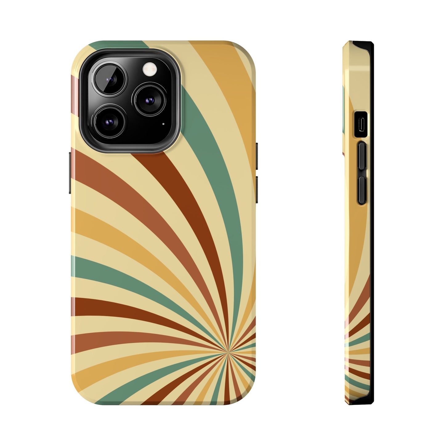 Earthy Retro Swirl iPhone Case – Dual-Layer Protection with 70s-Inspired Earth Tones