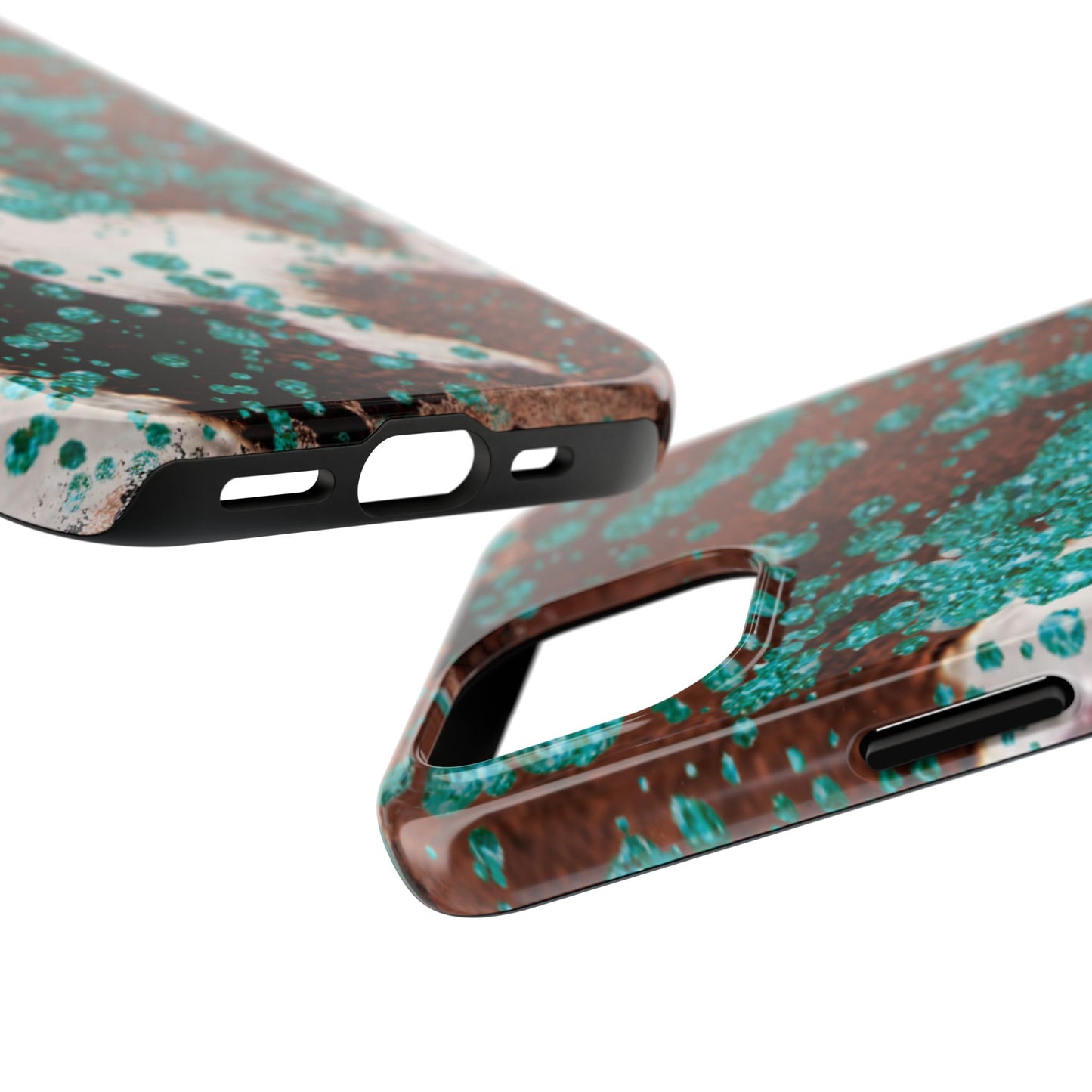 Teal Glitter Cowhide - iPhone Series Case